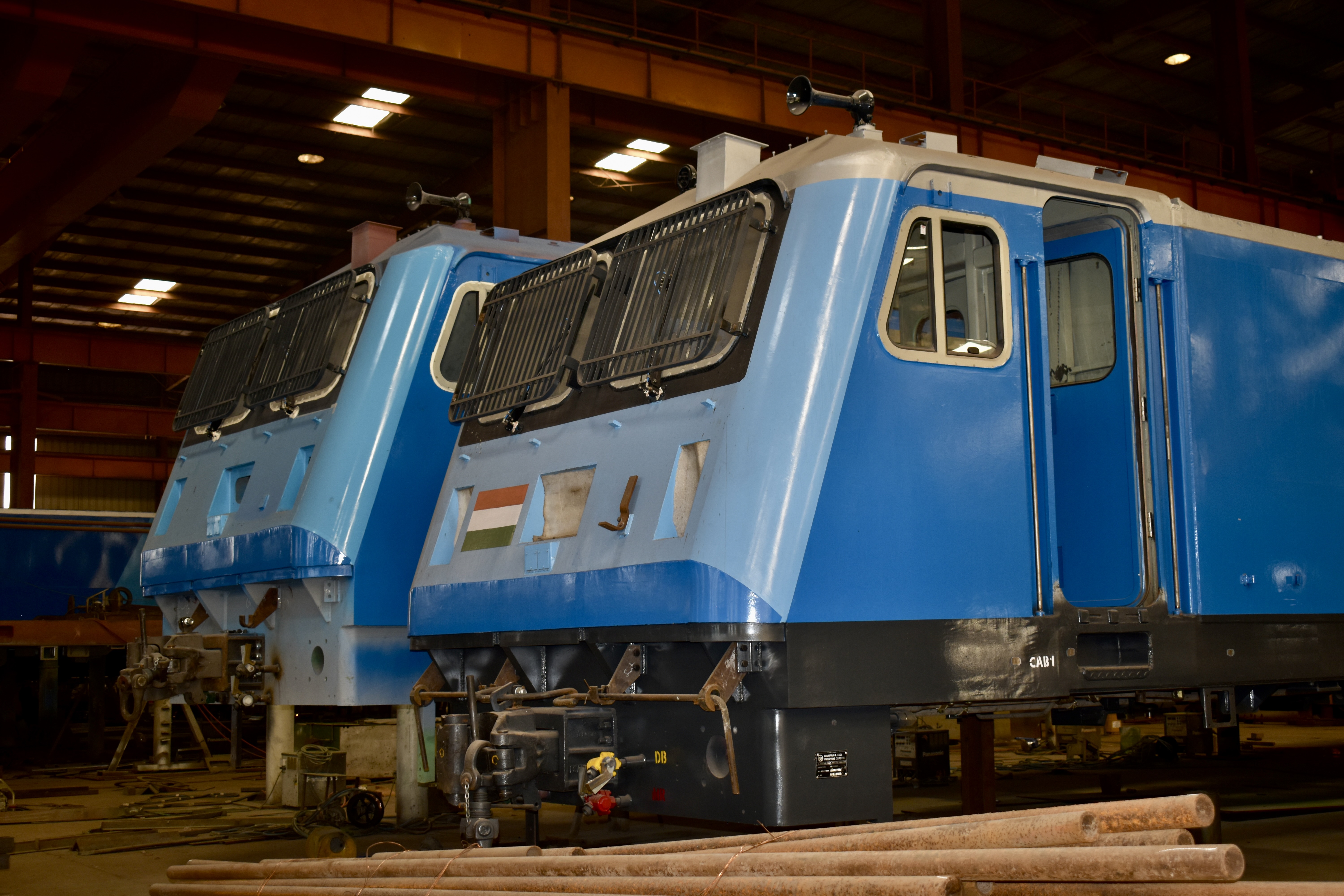 Locomotive shell and bogie assembly under fabrication at BISPCO